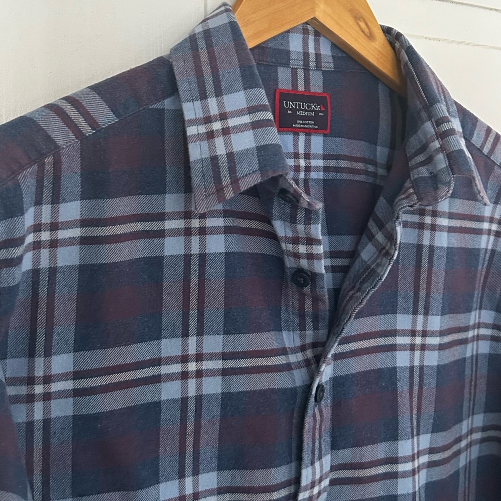 UNTUCKit Men’s Size M Long Sleeve Plaid Flannel Button Down Shirt - Picture 6 of 13